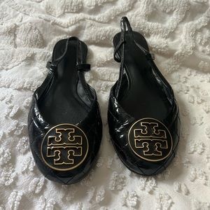 Tory Burch Patent Leather Pattern Slingback Flats Size 7
